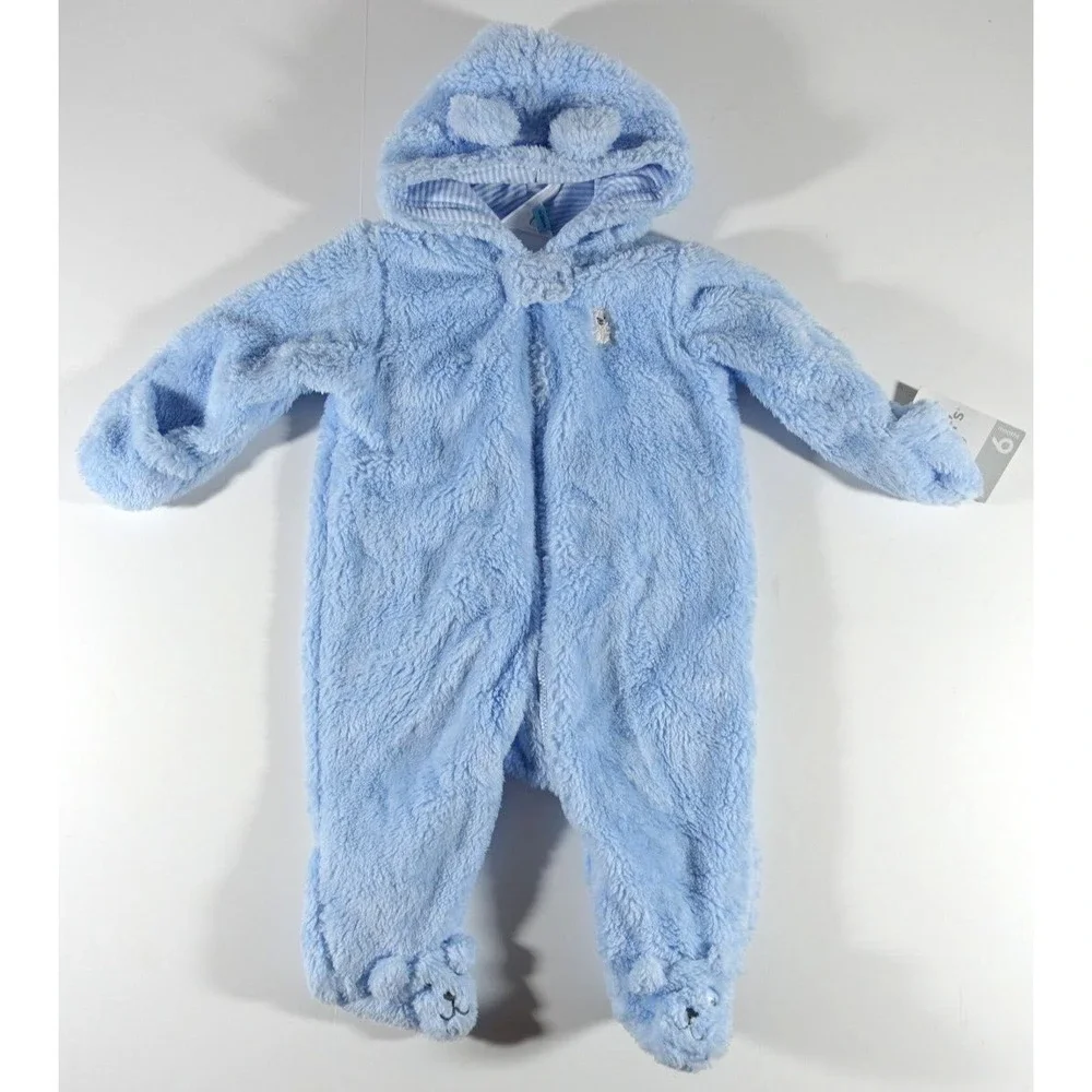 Carters Infant Sherpa Pram Suit Boys 6 Month Blue